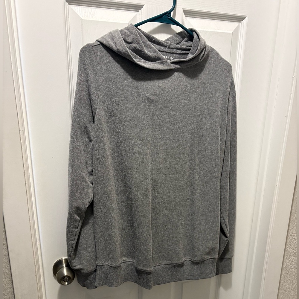 Torrid Active Heather Gray Hoodie with cut out back
